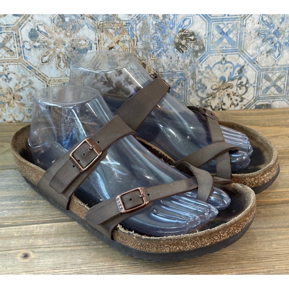 Birkenstock Mayari Toe Loop Strappy Sandals Womens 8/38 Mocha Brown Good